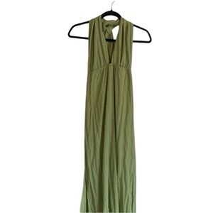 Reverse V Neck Maxi Dress, Small, Green